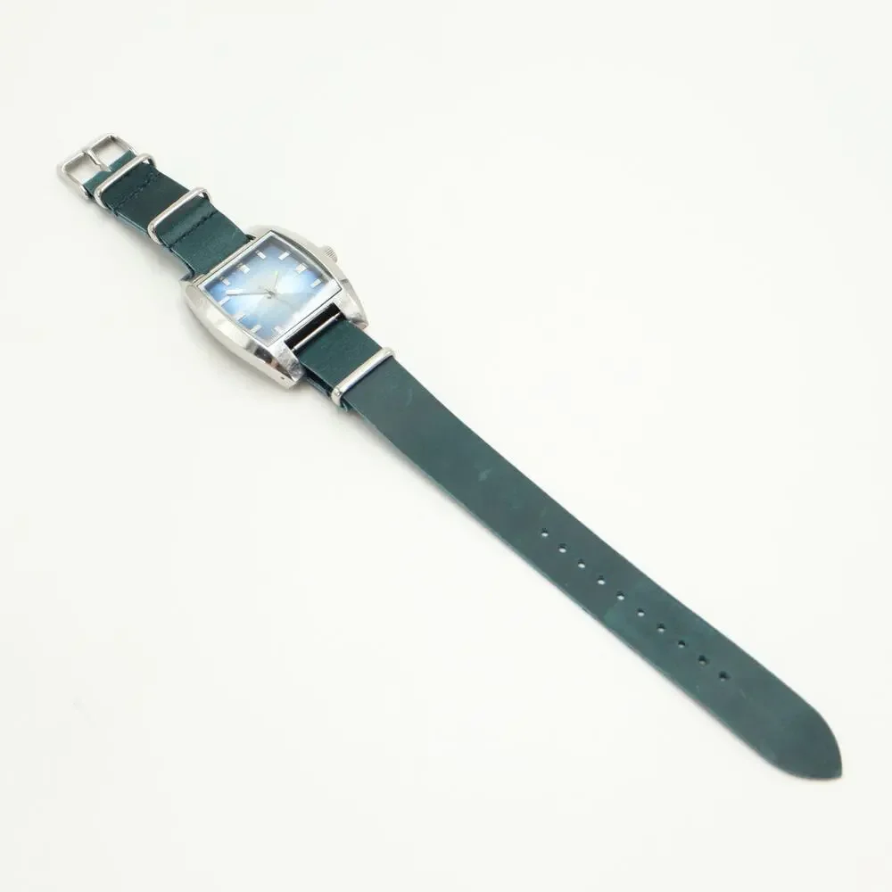 Diesel Men's Silver Tone Blue Sunburst Watch Blue Leather DZ1032 w New Battery